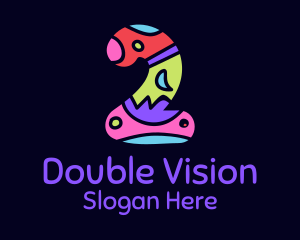 Two - Colorful Shapes Number 2 logo design