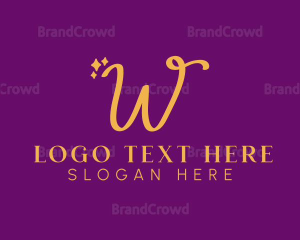 Gold Sparkle Letter W Logo