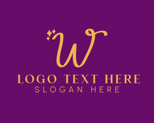 Lettering - Gold Sparkle Letter W logo design