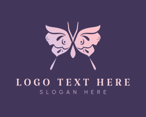 Woman - Pink Female Butterfly logo design
