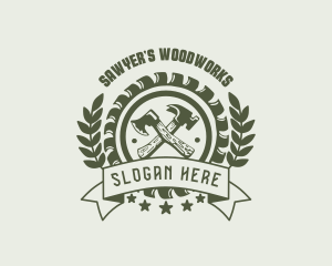 Sawyer - Rustic Axe Hammer logo design