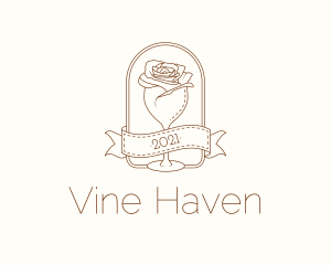 Floral Wine Glass logo design