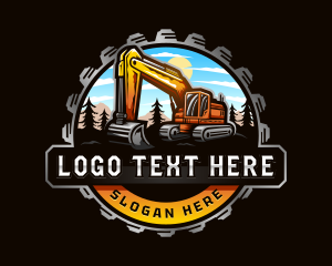 Heavy Machinery - Gear Excavator Machinery logo design