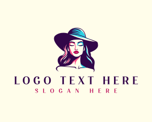 Hairdresser - Feminine Hat Lady logo design