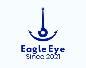 Minimalist Blue Anchor Eye logo design