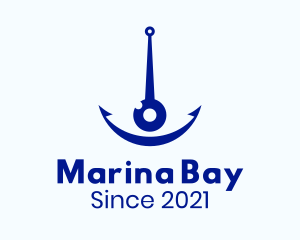Seaport - Minimalist Blue Anchor Eye logo design