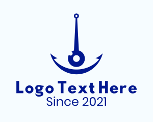 Seaport - Minimalist Blue Anchor Eye logo design