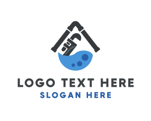 Bathroom - Plumber Pipe Wrench Tools logo design