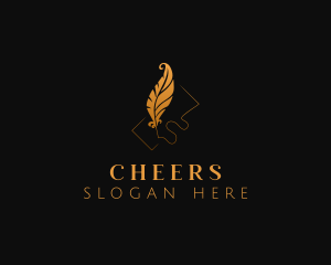 Publisher - Gold Feather Writing logo design