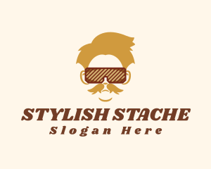 Hipster Moustache Sunglasses logo design