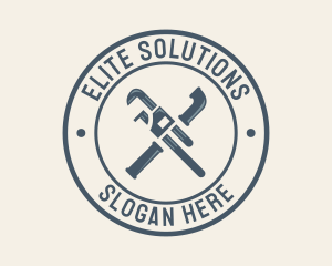 Repair Service - Pipe Wrench Plumbing Tool logo design