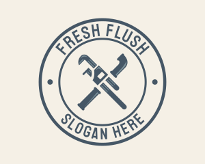 Toilet - Pipe Wrench Plumbing Tool logo design