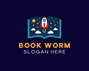 Read - Star Rocket Ship Book logo design