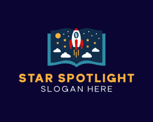 Star Rocket Ship Book logo design