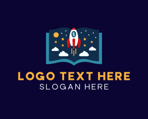 Rocket - Star Rocket Ship Book logo design