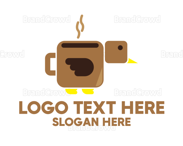 Brown Coffee Bird Logo
