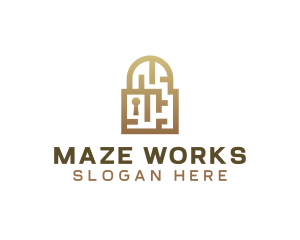 Maze Security Padlock  logo design