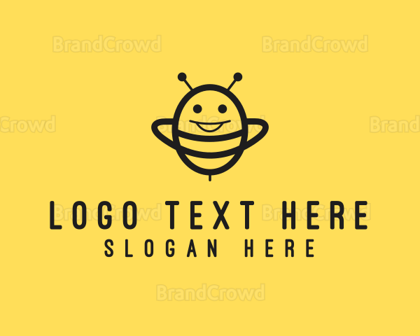 Happy Bee Insect Logo