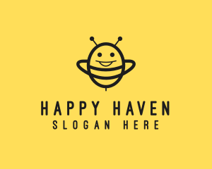 Happy Bee Insect logo design