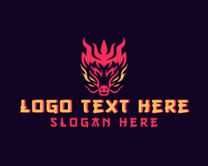 Gaming - Fire Dragon Creature logo design