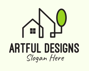 Line Art House Realtor logo design