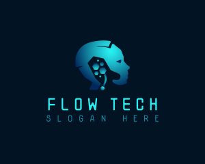 Robot Tech Head logo design