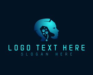 Information Technology - Robot Tech Head logo design