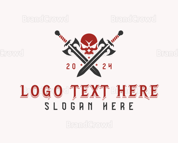 Skull Sword Weapon Logo