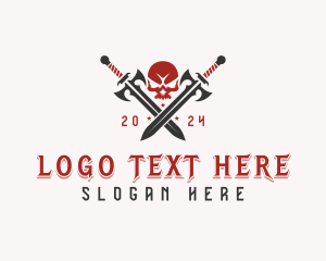 Skull Sword Weapon logo design