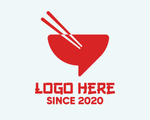 Red Chopsticks Bowl logo design