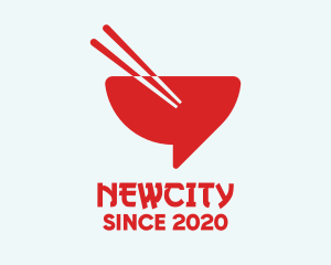 Red Chopsticks Bowl logo design