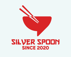 Red Chopsticks Bowl logo design