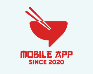 Japanese Food - Red Chopsticks Bowl logo design