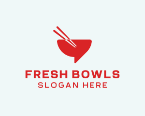 Red Chopsticks Bowl logo design