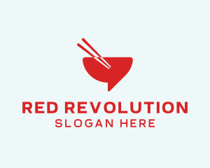 Red Chopsticks Bowl logo design