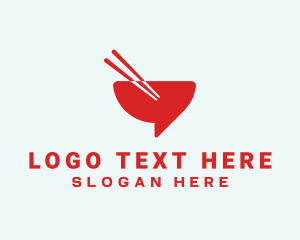 Red - Red Chopsticks Bowl logo design