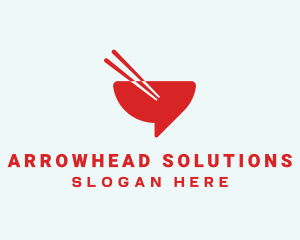 Red Chopsticks Bowl logo design