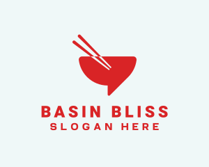 Red Chopsticks Bowl logo design