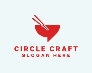 Red Chopsticks Bowl logo design