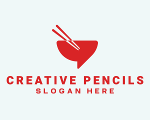 Red Chopsticks Bowl logo design