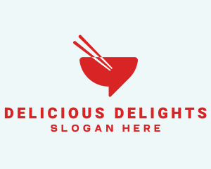 Red Chopsticks Bowl logo design