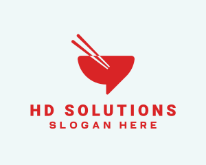 Red Chopsticks Bowl logo design