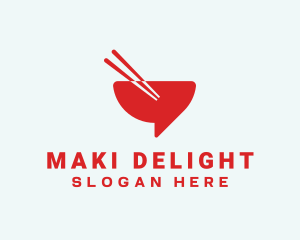 Red Chopsticks Bowl logo design