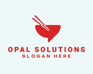 Red Chopsticks Bowl logo design