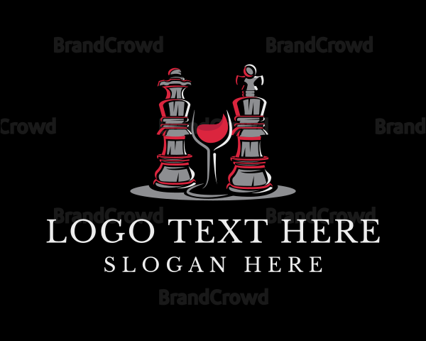 Chess Piece Red Wine Glass Logo