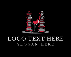 Chess Piece Red Wine Glass Logo