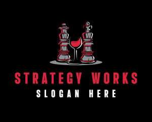 Chess Piece Red Wine Glass logo design