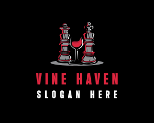 Chess Piece Red Wine Glass logo design