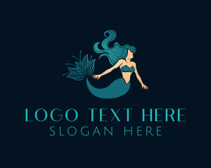 Aqua - Beauty Flower Mermaid logo design