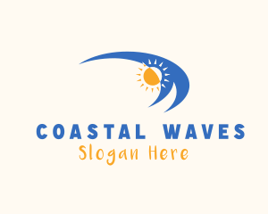 Beach Wave Sun logo design